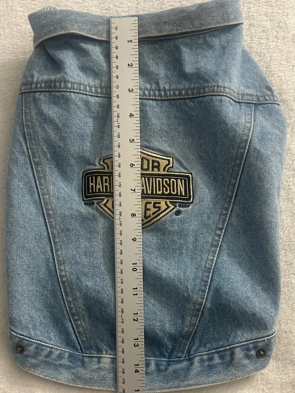 Harley Davidson Dog Vest Medium Denim Jean Jacket Logo Pet Apparel 2001 H-D
